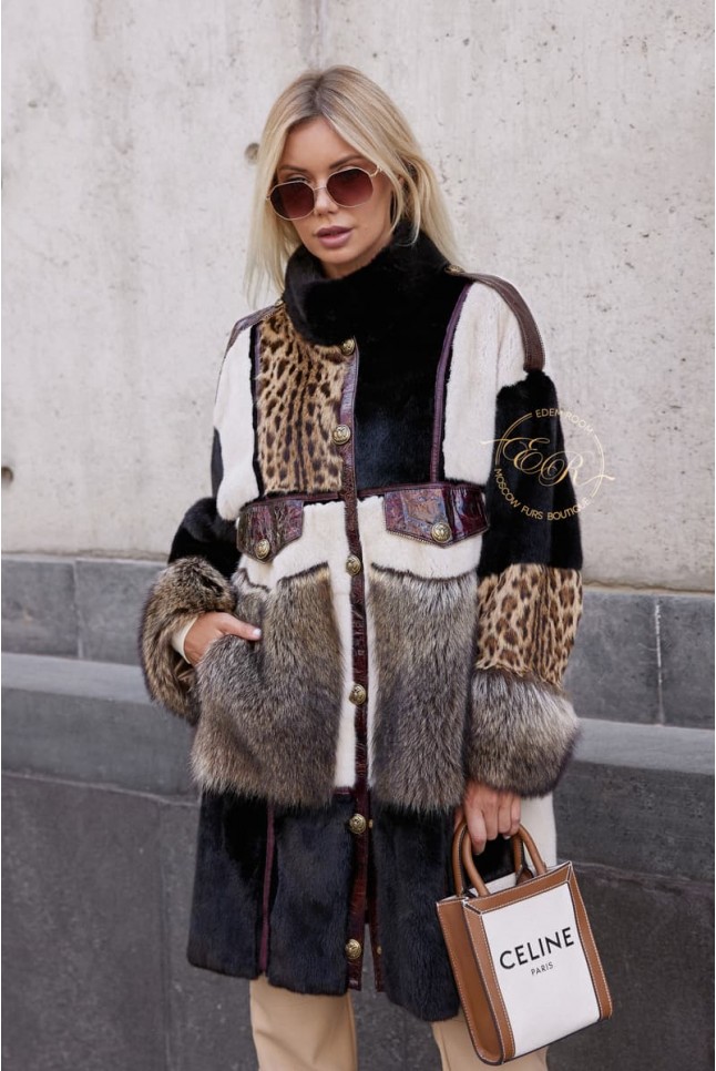 Комбинированная норковая шуба