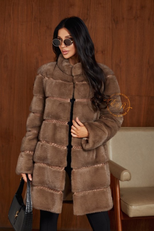 Поперечная норковая шуба 