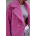 Розовая шуба-пальто шерстяная
