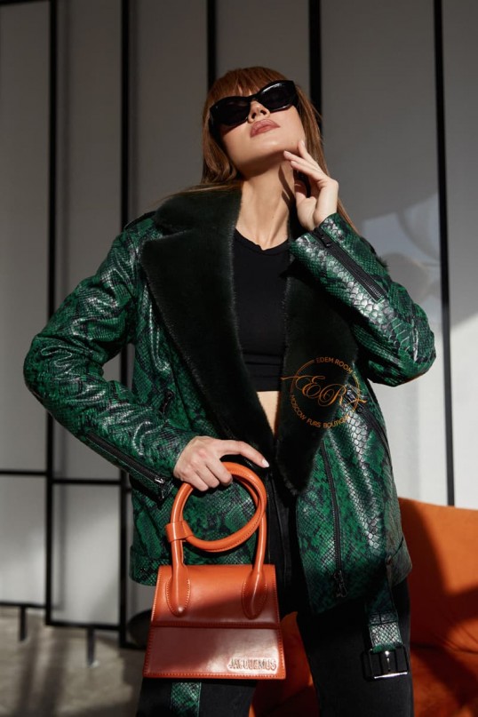 Эксклюзивная кожаная куртка под питон