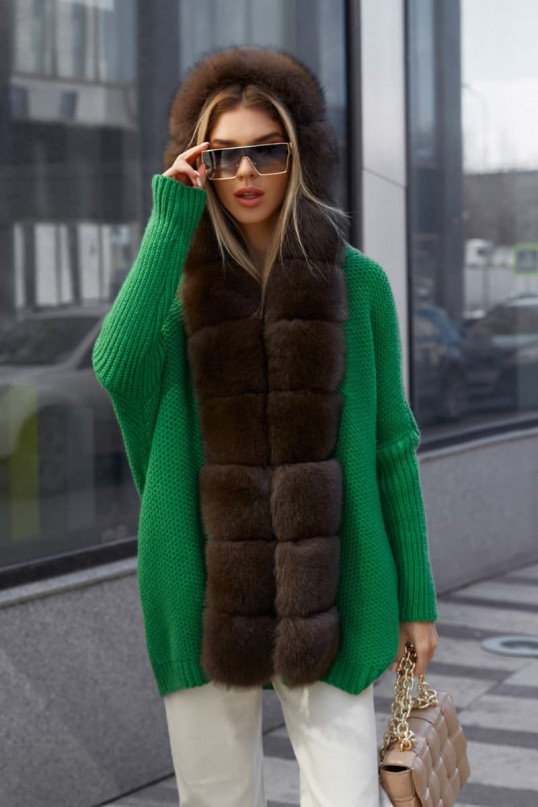 Кардиган - кофта с мехом с капюшоном Кардиган - кофта с мехом с капюшоном