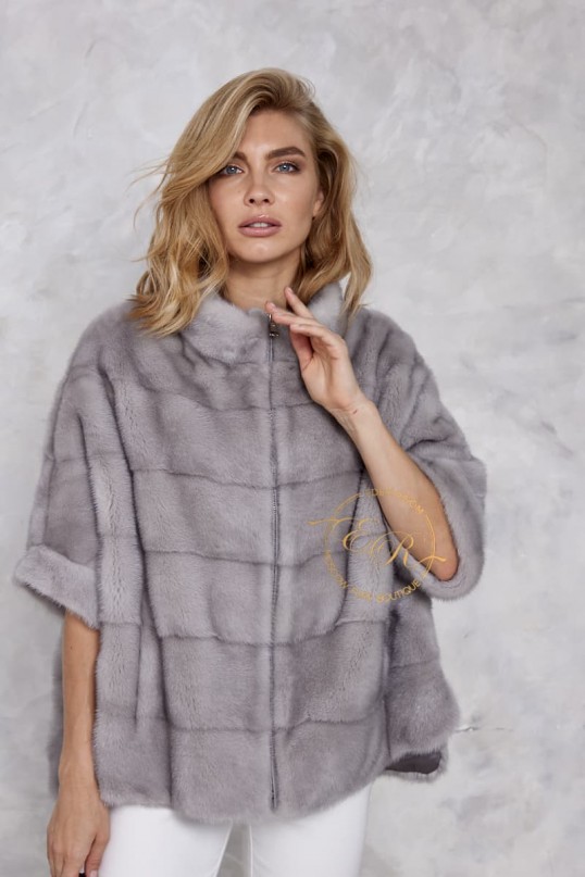 Норковая кофта на молнии с воротником