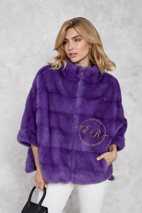 Фиолетовая норковая кофта на молнии