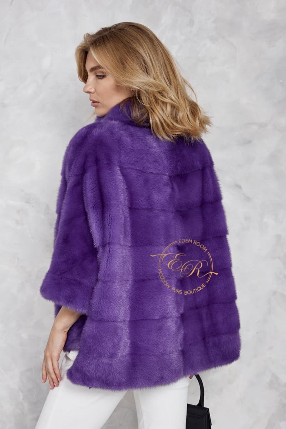 Фиолетовая норковая кофта на молнии