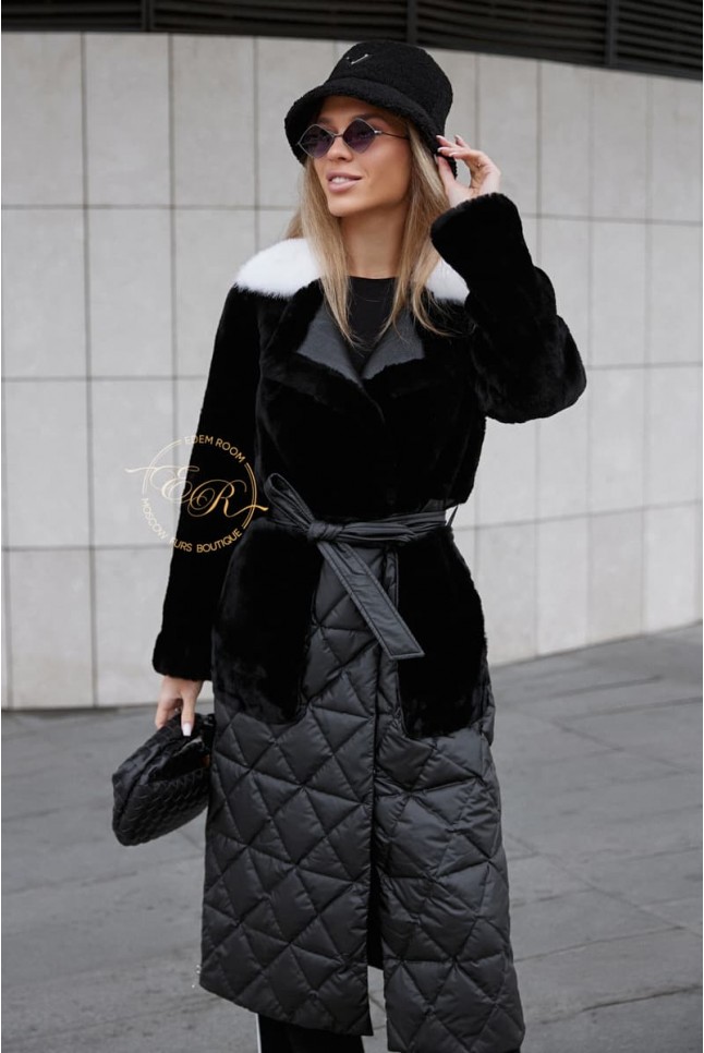 Пуховое пальто - дублёнка