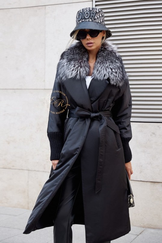 Пуховое пальто под пояс