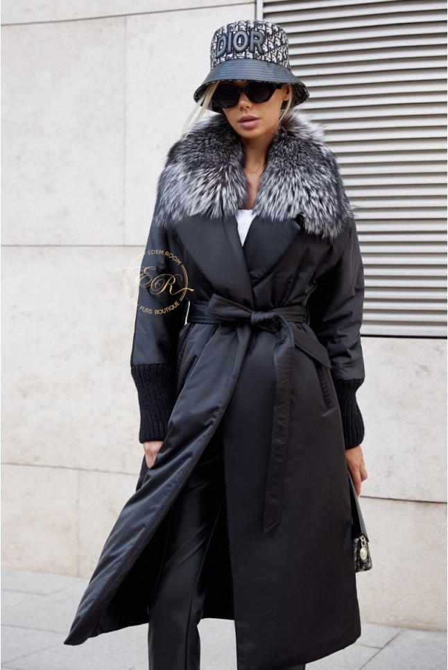 Пуховое пальто под пояс