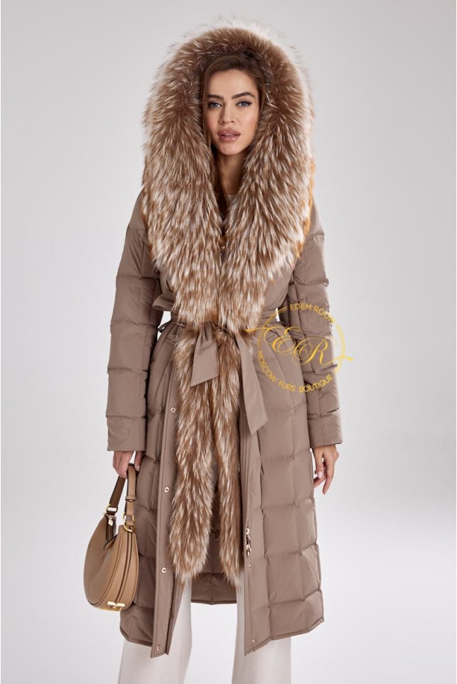 Не продуваемое пуховое пальто с густым мехом