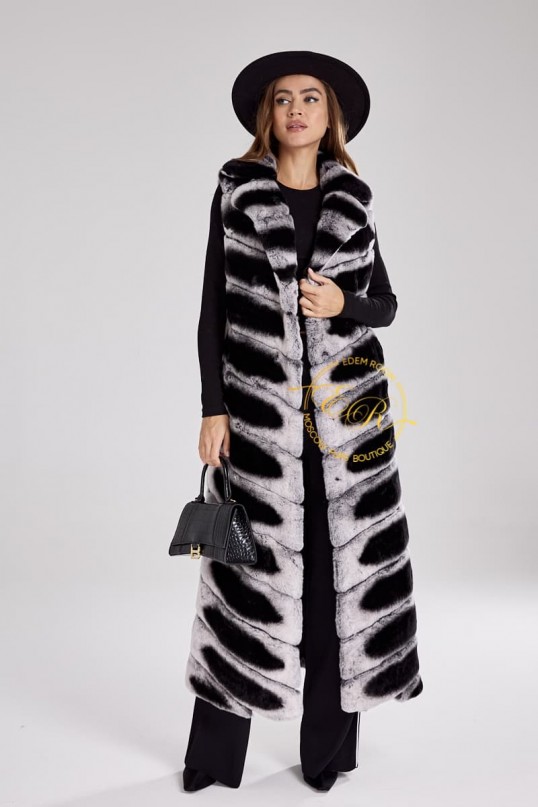 Меховой жилет из шиншиллового кролика