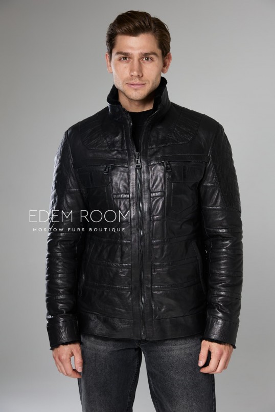 короткая мужская дублёнка