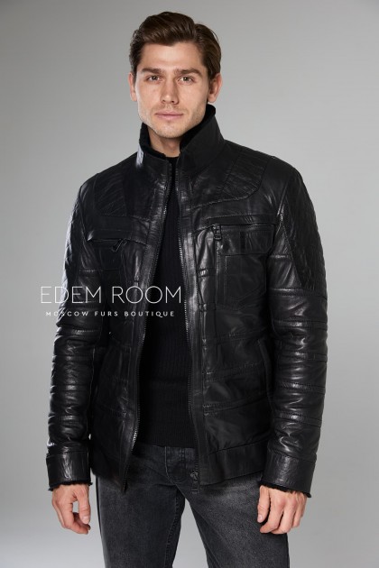 короткая мужская дублёнка