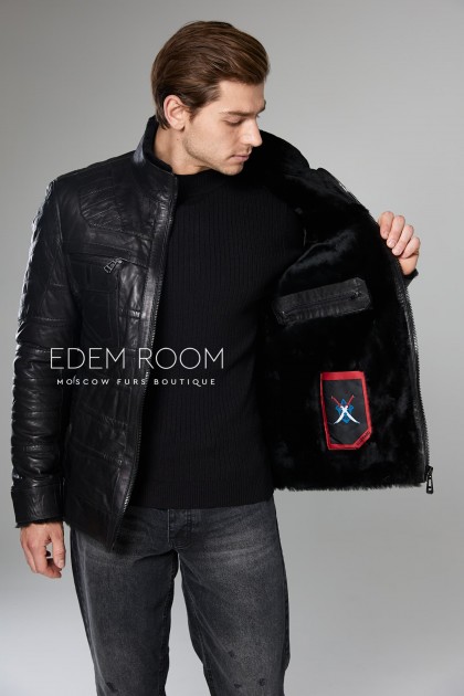 короткая мужская дублёнка