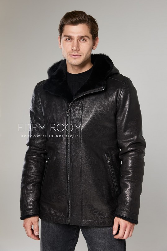 мужская чёрная дублёнка мужская чёрная дублёнка