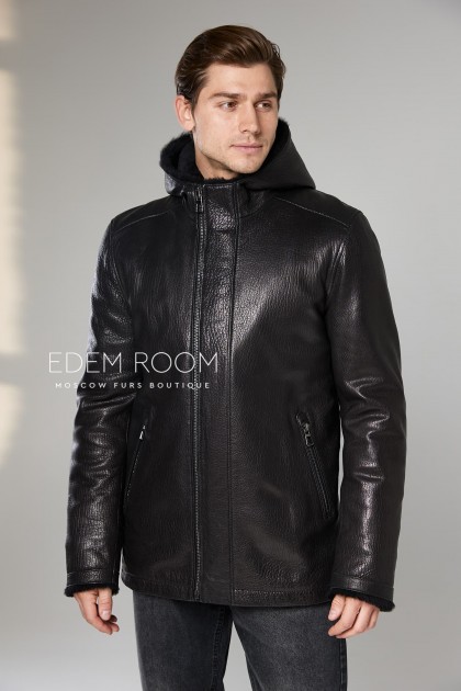 мужская чёрная дублёнка мужская чёрная дублёнка