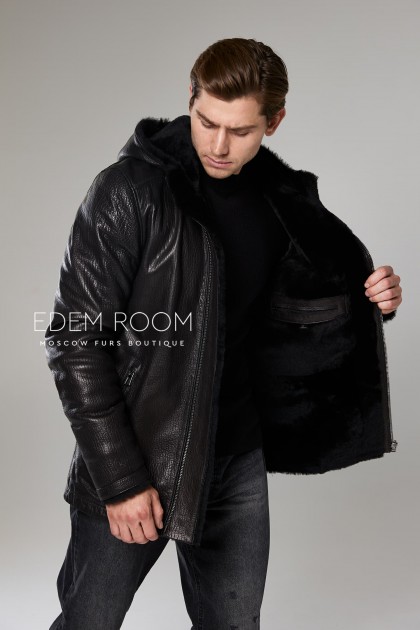 мужская чёрная дублёнка мужская чёрная дублёнка