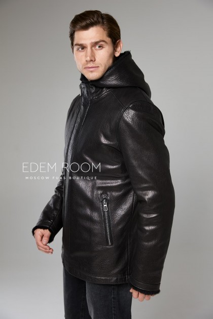 мужская чёрная дублёнка мужская чёрная дублёнка