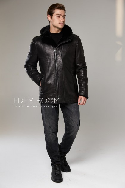 мужская чёрная дублёнка мужская чёрная дублёнка