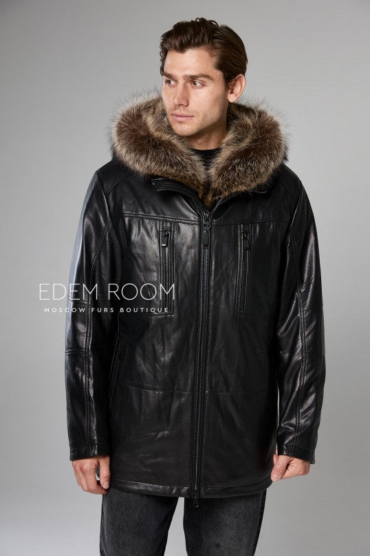 утеплённая кожаная куртка для мужчин