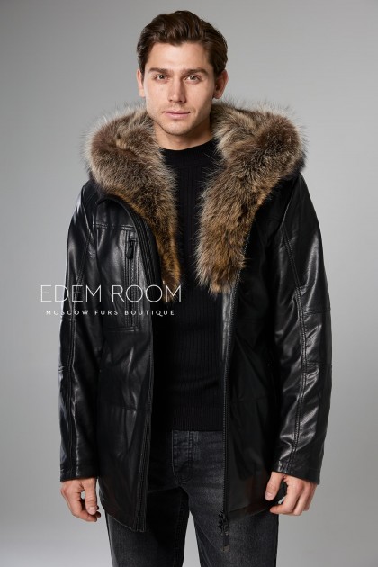 утеплённая кожаная куртка для мужчин