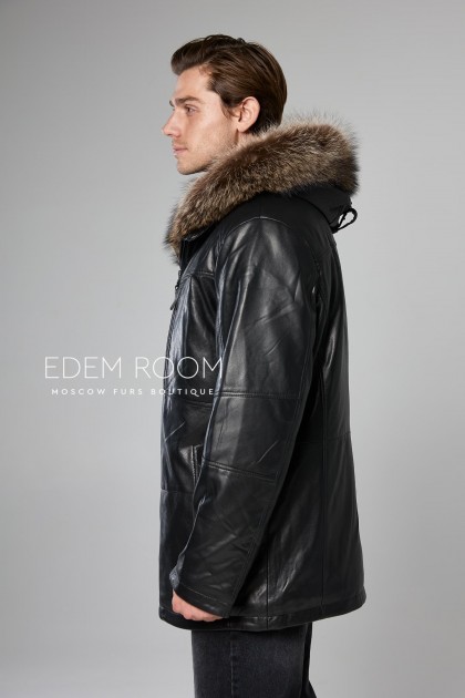 утеплённая кожаная куртка для мужчин