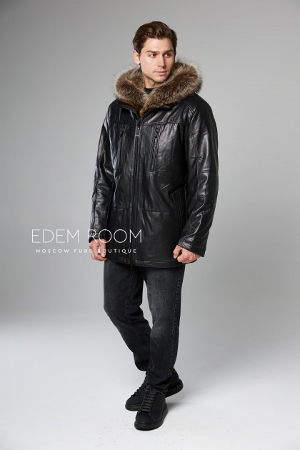 утеплённая кожаная куртка для мужчин