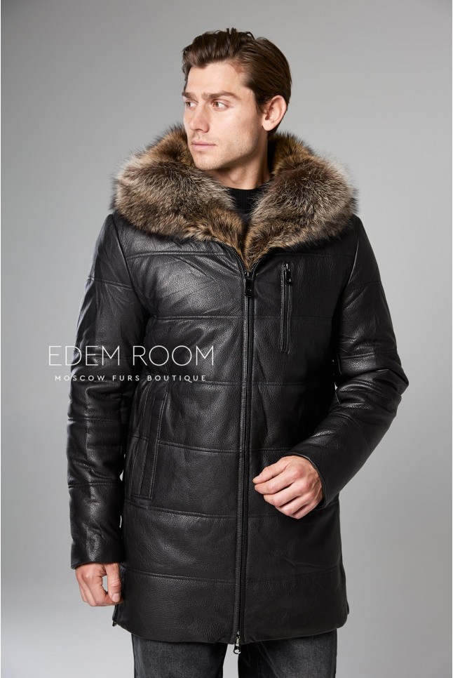 зимняя кожаная куртка с мехом