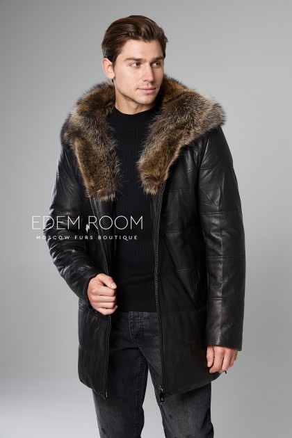 зимняя кожаная куртка с мехом