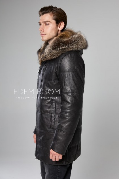 зимняя кожаная куртка с мехом