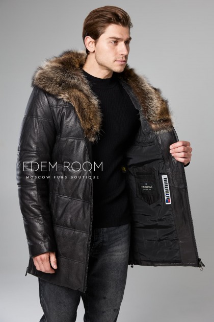 зимняя кожаная куртка с мехом