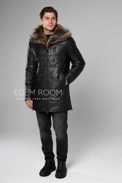 зимняя кожаная куртка с мехом