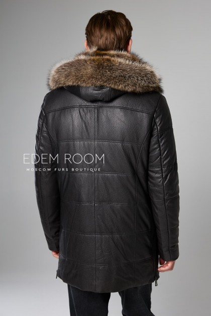 зимняя кожаная куртка с мехом