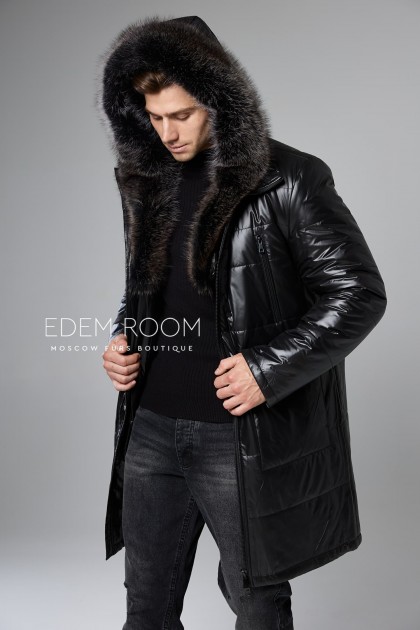 удлинённая зимняя куртка с капюшоном