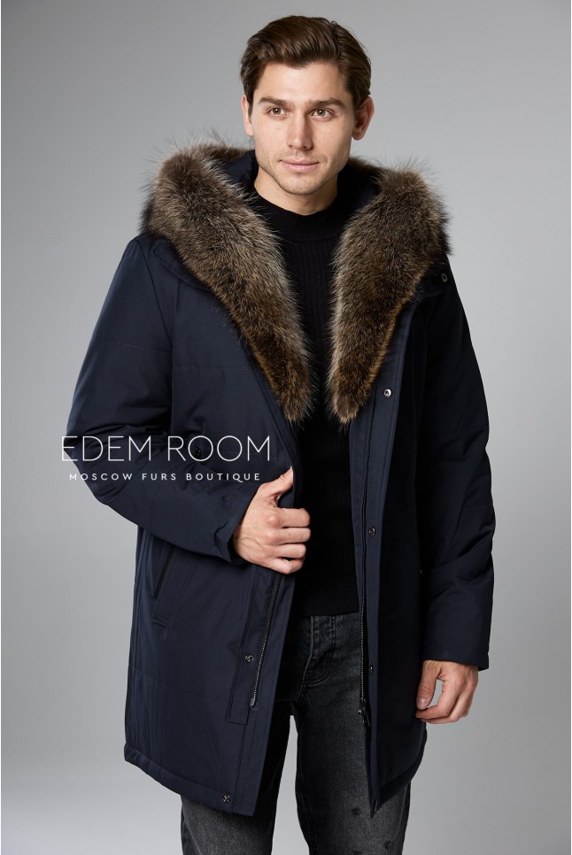 тканевая зимняя куртка с мехом