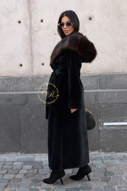 Удлинённая шуба из экомеха