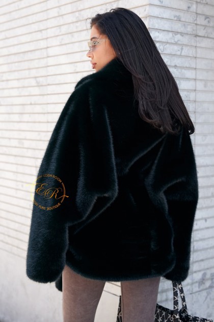 Шуба из экомеха под пояс