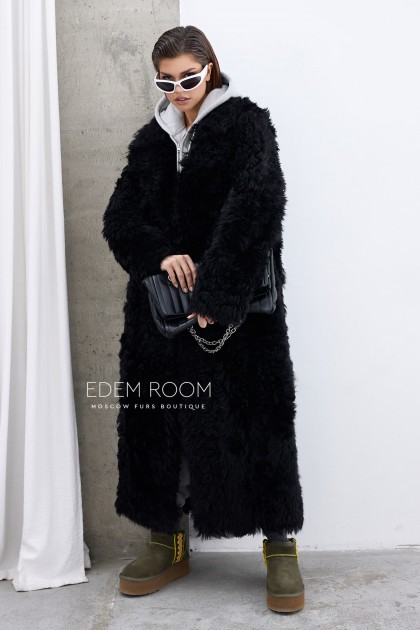 чёрная дублёнка из овчины