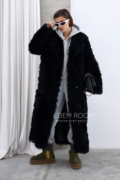чёрная дублёнка из овчины