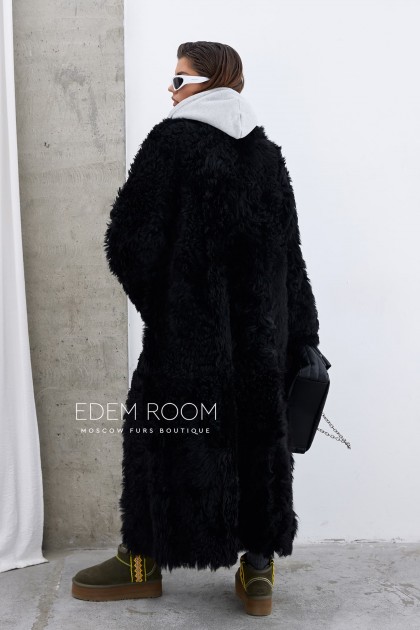 чёрная дублёнка из овчины