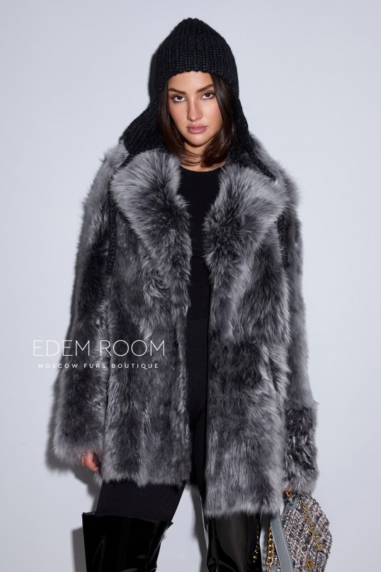 шуба - дублёнка из натурального меха тиградо