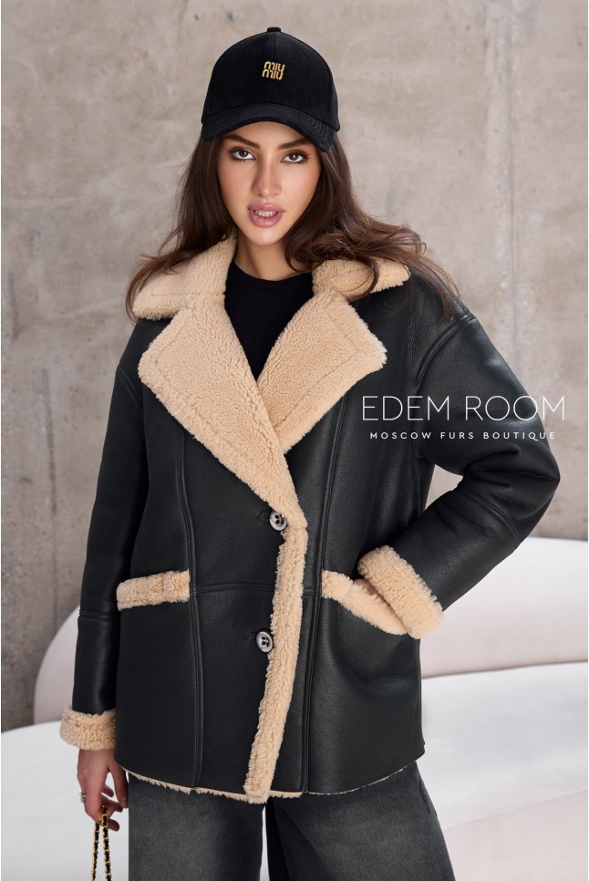 Дублёнка на пуговицах из натуральной овчины