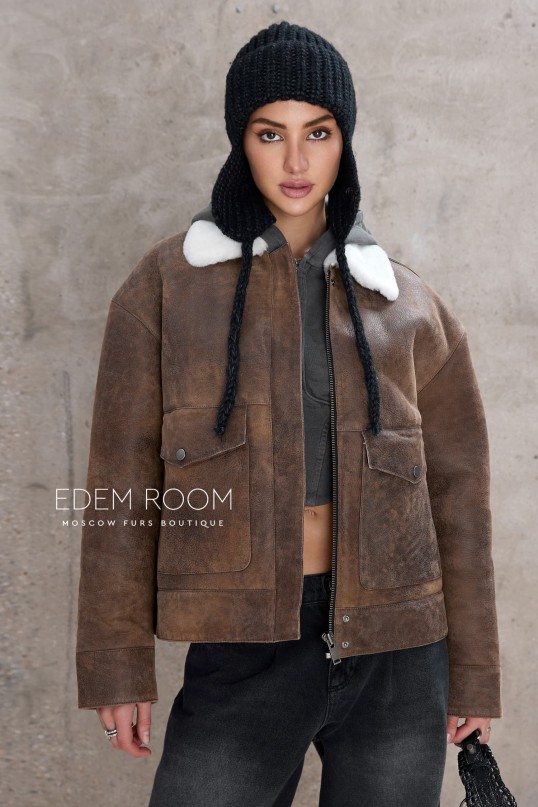 куртка - дублёнка из винтажной кожи