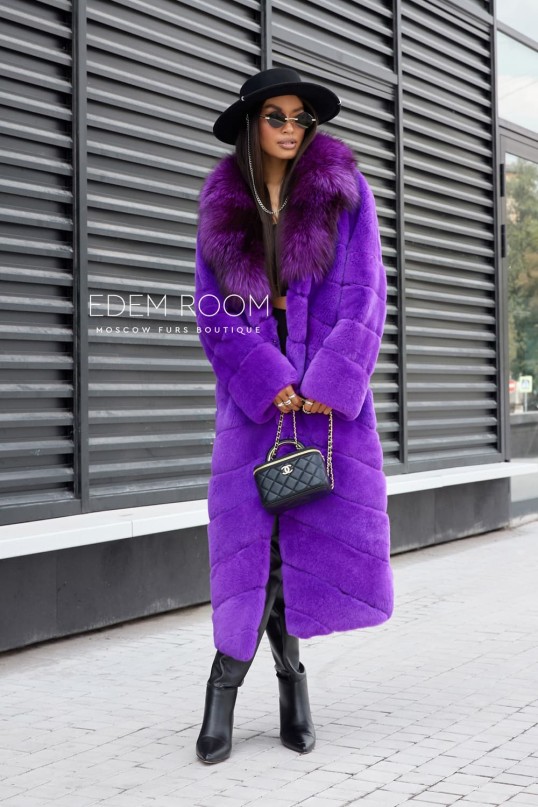 шуба из кролика рекс с воротником