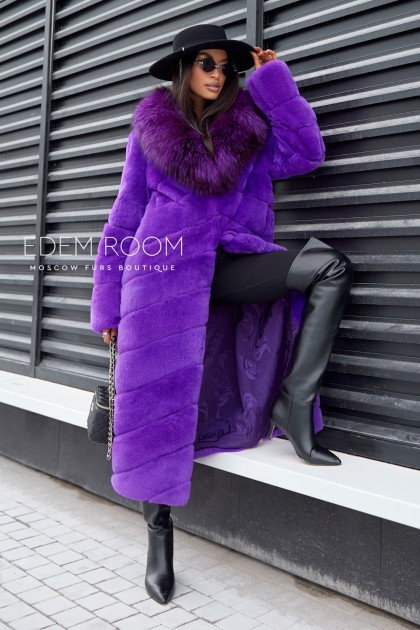шуба из кролика рекс с воротником