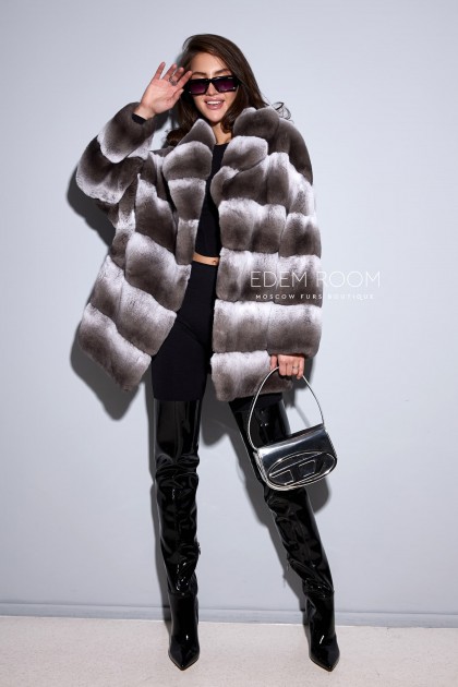 шуба из шиншиллового кролика
