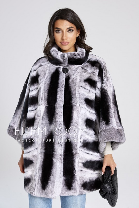 шуба - пончо из шиншиллового кролика