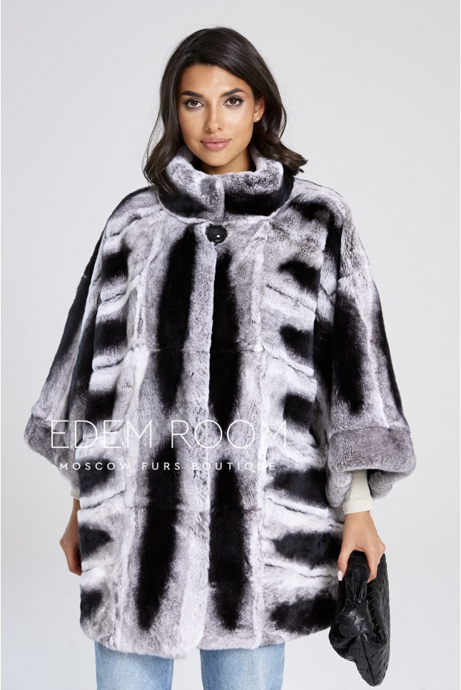 шуба - пончо из шиншиллового кролика