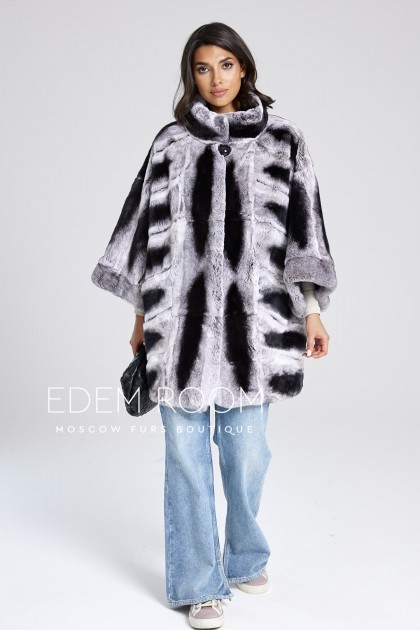 шуба - пончо из шиншиллового кролика