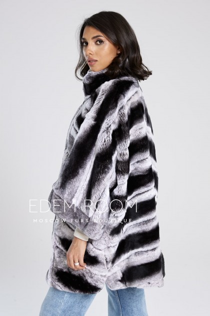 шуба - пончо из шиншиллового кролика