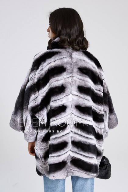 шуба - пончо из шиншиллового кролика