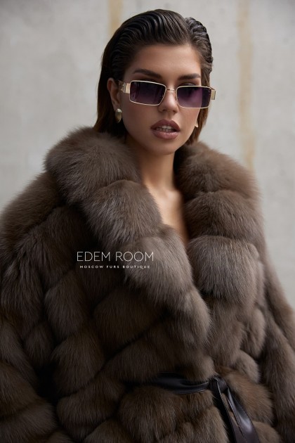 шуба пончо из куницы